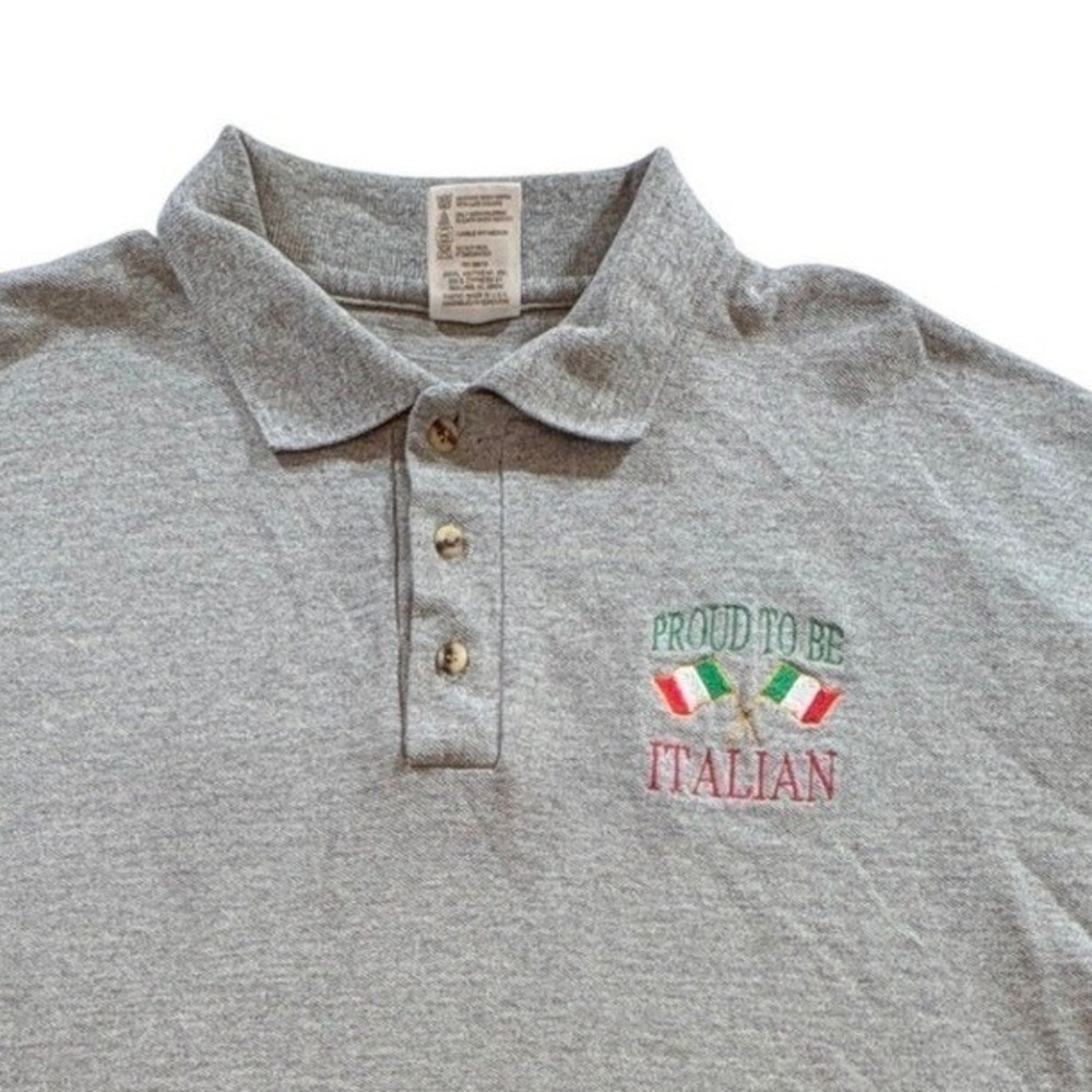 Cotton Deluxe Polo Shirt Men XL Gray Proud To Be Italian Flag Pique Short Sleeve
